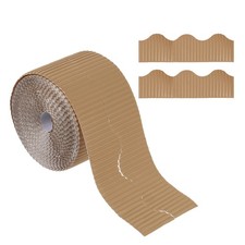 3.9inch x 49.2ft Bulletin Board Border Scalloped Trim Paper Light Brown