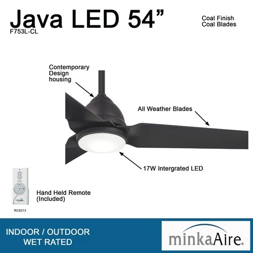 Minka Aire Java LED 54"  - Coal 3-Blade Remote Control - Picture 5 of 5