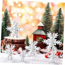 Wooden Snowflake Table Decorations 12PCS 3D Snowflake Tabletop Signs and