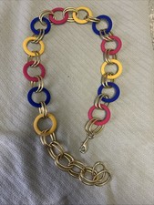 Vintage Astor Colorful Chain Link Belt Germany Size Large 40  Mod Groovy Boho