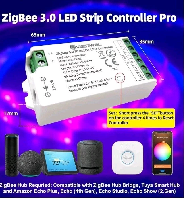 ZigBee 3.0 RGBCCT LED Controller Dimmer SmartLife - Image 3 of 3