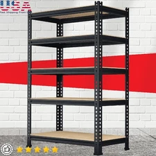 Heavy Duty Adjustable Metal Storage Shelves 5 Tier W/ Tool Free Assembly New