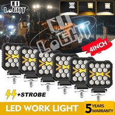6x 4'' 12V 24V LED Work Lights Flood Lamp pods Fit Truck Tractor Dozer UTV ATV
