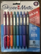 8 Paper Mate InkJoy Retractable Ballpoint Pens 1.MM Medium Point ASSORTED COLOR