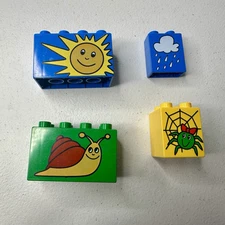 Lego Duplo 3763 3030 9081 3099 3037 Snail Sun Spider Web 2 x 4 / 2 x 2 Brick Lot