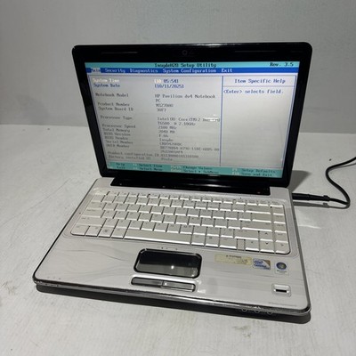 Hp Pavilion DV4 14'' Laptop Intel Core 2 Duo T6500 2gb Ram No Drives Boots Bios