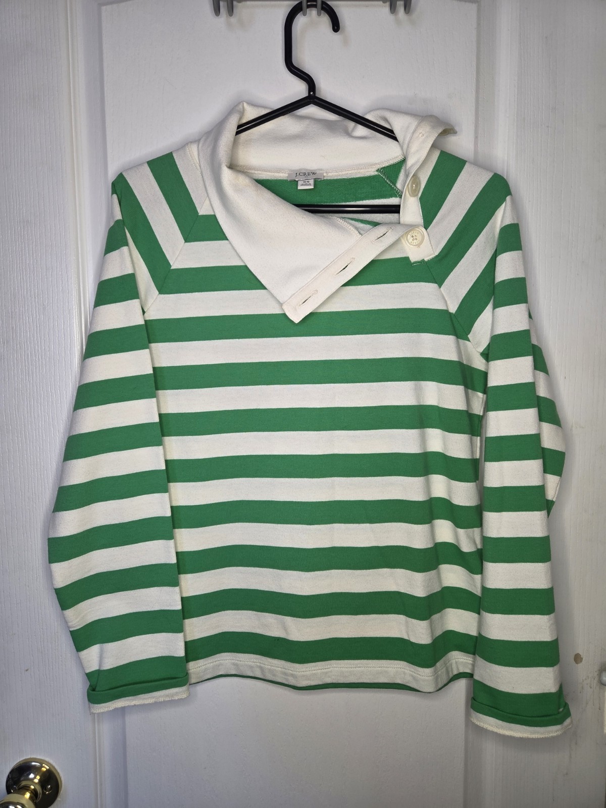 J.CREW Striped Collared Button Pullover Sweater G… - image 1