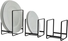 3-Piece Kitchen Cabinet Organizer Shelf - Black Iron, 2 Sizes for 8" & 10" Plate