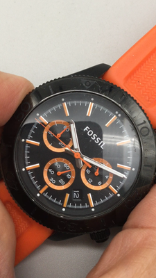 Fossil CH2873 Mens Watch 46mm Black Orange Chronograph 10ATM New