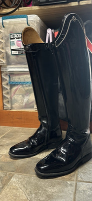 DeNiro Rafello Dressage Boots Patent  Outer Leather On Saddle Side. Size 38