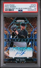 2025 PANINI PRIZM PRIZMATRIX AUTO BLUE SHIMMER FOTL PAUL SKENES 4/8 PSA 10