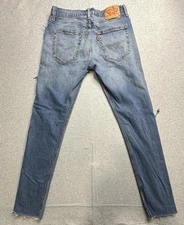 Levis 512 Jeans Mens 32x34 Blue Slim Taper Distressed Raw Hem Denim 28833-0311