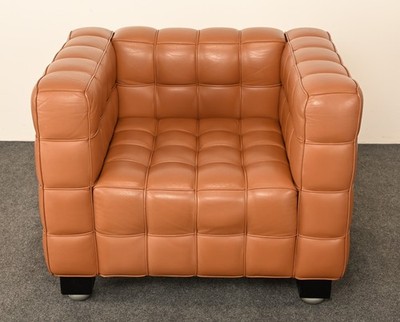 Kubus Leather Armchair by Josef Hoffmann for Wittmann, 1980s