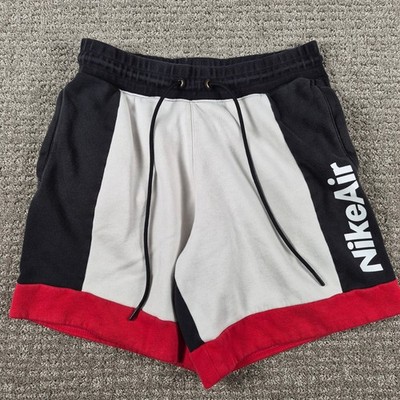 Nike Air Shorts Mens L Fleece NSW Colorblock Drawstring Black White Red