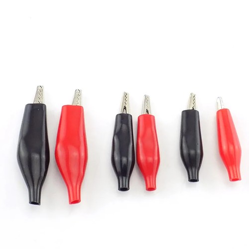 Black Red Soft Plastic Coated Testing Probe Aligator Clips Crocodile P2001 - Picture 5 of 8