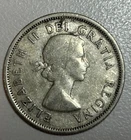 1955 Canada Queen Elizabeth II MOOSE / Caribou SILVER Quarter Coin 80% AG 20% CU