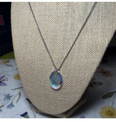 Swarovski Crystal Aurora Borealis Moon Pendant Necklace 