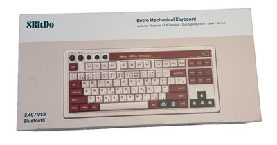 8BitDo 87 Key Retro Mechanical Keyboard (Famicom Edition)- USB/BT- READ DESC