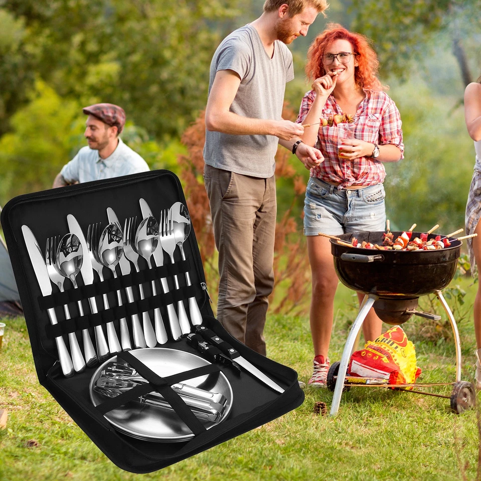 Campingbesteck 20Pcs/Set Picknick Geschirr Tragbares Geschirr Für 4 Personen - Bild 2 von 4