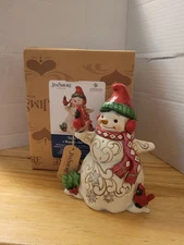 Hello Friend Snowman with Earmuffs and Cardinal