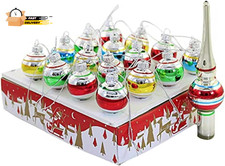 Kurt Adler Miniature Ornaments and Treetop, Set of 16