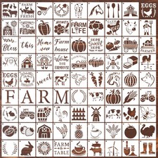 80 Pcs 3 x 3 Inch Stencils for Painting on Wood, Reusable Farm Animal Plastic St