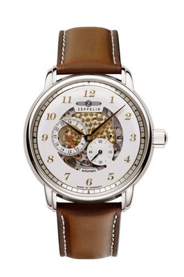Zeppelin Herrenuhr Automatik 86581 mit skelettiertem Ziffernblatt  Lederarmband
