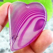 FW09422 46x35x6mm Purple/white Stripes Agate Heart Pendant Bead