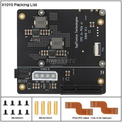 Geekworm X1010 PCIe FFC to PCIe x4 Slot Expansion Board f/ Raspberry Pi 5 & PCIe