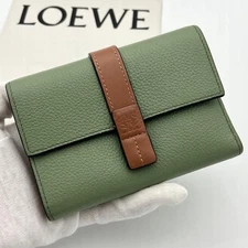 LOEWE Vertical Small Wallet Fold Card Phone Cash Black Leather Used