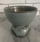 Frankoma Pottery F 36 Woodland Moss Blue Dogwood Footed Vase Bowl Planter MCM
