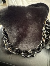 Faux Fur Purse Winter Furry Fluffy Bag Black
