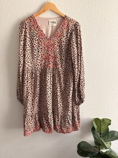 Savanna Jane Plus Size Single Tier Babydoll dress Animal Print Embroidered M