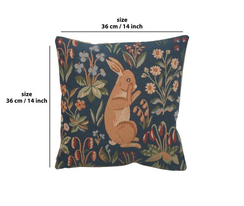 Medieval Rabbit Standing Throw Pillow Cover | 14x14 in Tapestry Cushion Cover - Picture 9 of 11