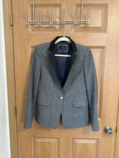 J Crew Regent Blazer Womens Sz 8 Grey Wool Glen Check Preppy Old Money Classic