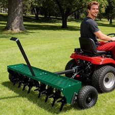 48"Plug Aerator Tow Behind - Heavy Duty Lawn & Farm Aerator w/32 Steel Tines