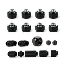 G1/4 14mm Hard Tube Compression Fitting Bundle 18PCS Black PC Water Cooling