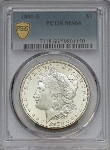 1880‑S Morgan Silver Dollar $1 – PCGS MS66 – Gold Shield Looks Like PL Very Nice - Picture 3 of 5