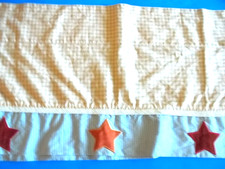 Lambs Ivy Baby Blue Golden Tan Plaid Window Valance Orange Stars 14" x 67" GUC