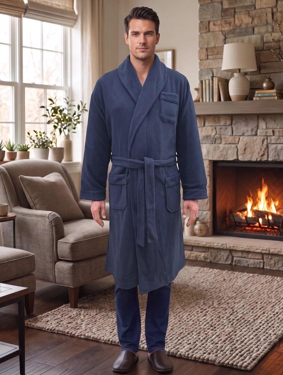 Vestaglia Invernale Uomo Mapom In Jacquard Felpato – Molto Calda, Kimono Sciallato Senza Polsini, Grigio/blu/antracite