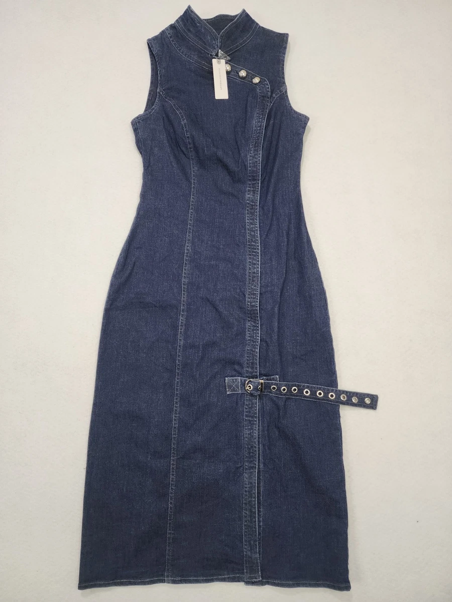 porridge denim hardware midi dress Anthropologie Porridge Denim Hardware Midi Dress Blue PL NWOT