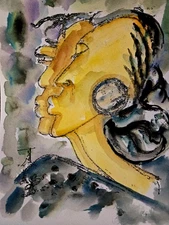ORIGINAL African American Urban Watercolor  painting "My Other Half 2"