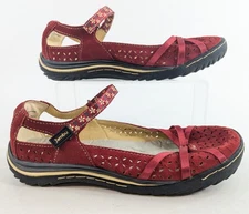 Jambu Women’s Cherry Blossom Red Memory Foam Shoes Size 9W Comfort Walking