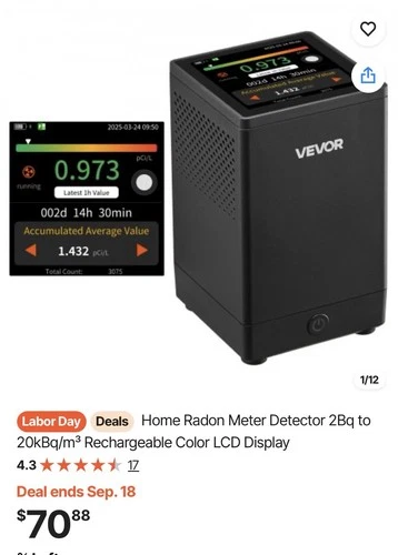 Vevor Radon Detector High Precision Radon Concentration Monitor NEW RM-73 - product listing photo