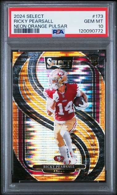 RICKY PEARSALL 2024 SELECT PREMIER LEVEL  ORANGE PULSAR ROOKIE RC #D 5/7 PSA 10