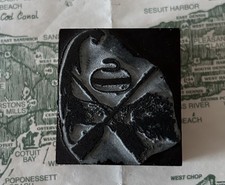 Cape Cod Curling Club Vintage Printing Press Wood Block