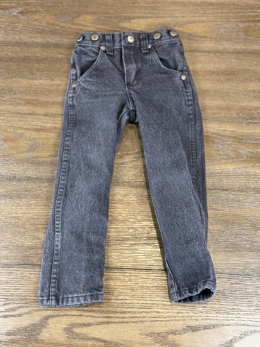 Vintage 1980s Black Wrangler Denim Jean Boys Size 4 Slim Cowboy 45B62BK - Picture 2 of 4