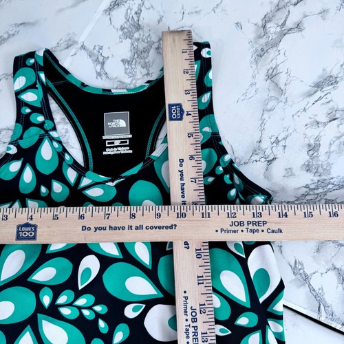 The North Face Tank Top Racerback Shelf Bra Abstract Floral Green Black Small - Picture 8 of 12
