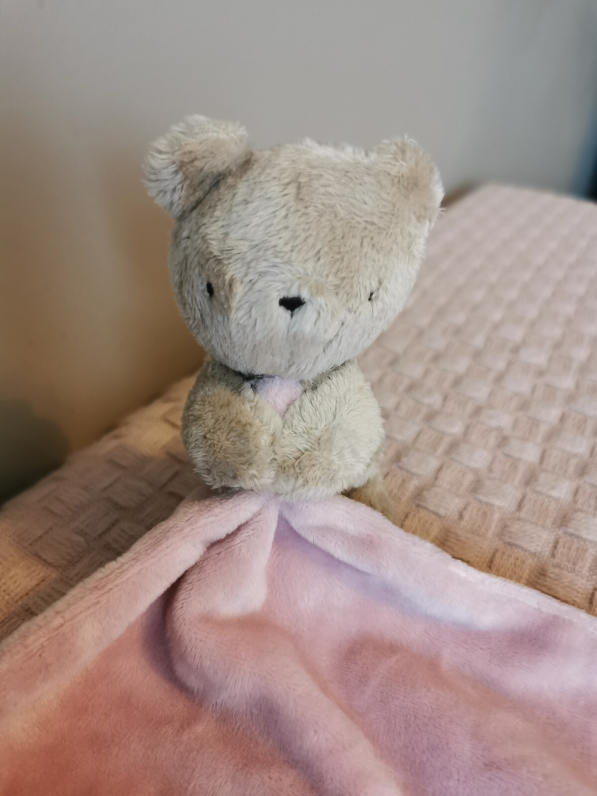 Sainsburys TU Pink Brown Teddy Bear Baby Comforter Blanket Blankie