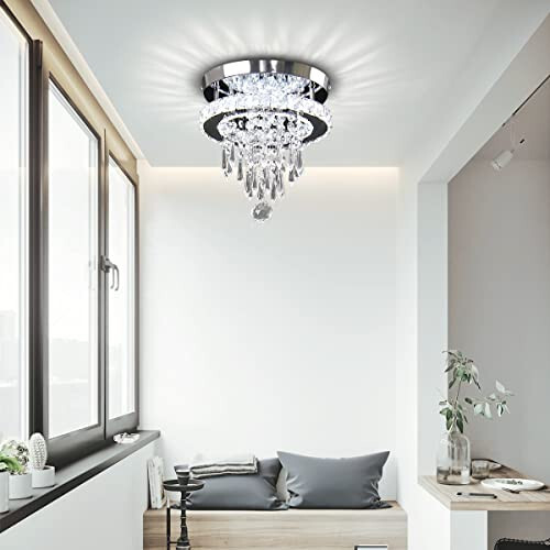 Modern Small Closet Chandelier LED Ceiling Light Fixtures Stainless Steel Flush - Bild 5 von 6